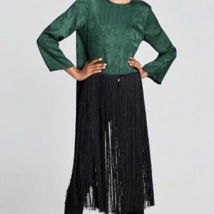 Zara Jacquard Top with Long Fringe